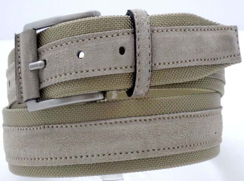Cintura in tela + camoscio - Sabbia- mm35